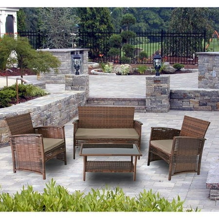 Modern Home Del Mar Woven Wicker 4pc Patio Set Walmart Com