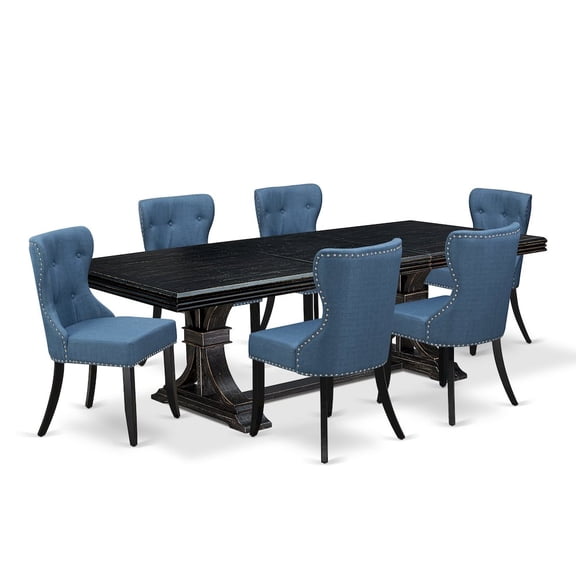 Luxe by East West Furniture 7 piece Kitchen Dining Table Set of a Dining Table and 6 Parsons Chairs