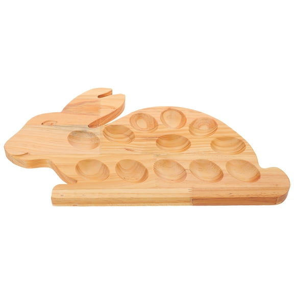 unbranded Wood Deviled Egg Platter Easter Bunny Shaped Wooden Egg Holder Deviled Egg Tray