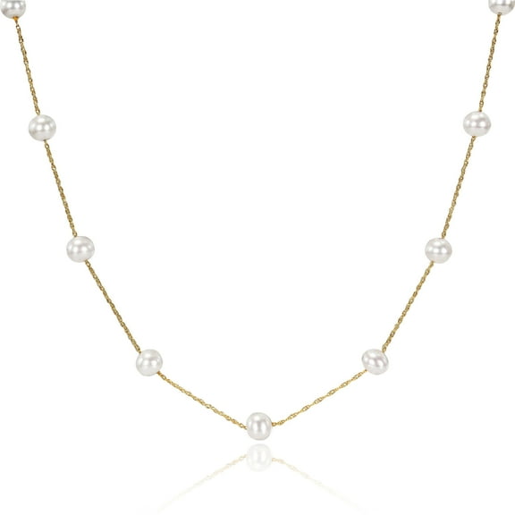 Everly Women's 5.5mm Freshwater Cultured Pearl 10k Yellow Gold Necklace -17"