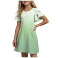 thumbnail image 1 of Wxirdiow Robes pour Filles Robe Maxi à Manches Courtes Décontractée Vacances Robe d'Été pour Tout-Petites Filles Verte Taille, 7-8 Ans, 1 of 6