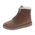 thumbnail image 2 of Botas cortas de mujer de invierno con punta redonda y cordones de algodón Botas de nieve planas para mujer con forro polar Botas cálidas para mujer, 2 of 6