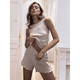 thumbnail image 4 of Conjuntos de Dos Piezas de Verano para Mujer: Top Corto Sin Mangas y Pantalones Cortos Casuales, Gris Rosado Pálido, Talla S, 4 of 10