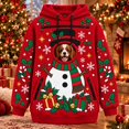 thumbnail image 4 of Unisex Pet Pouch Sweatshirt Couple Matching Xmas Snowman/Reindeer Animal Themed Print Hoodies with Zippers Christmas Cat Carriers Sweatshirts Red1 L, 4 of 5