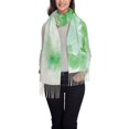 thumbnail image 2 of Women's Fashion Tassel Scarf, Green Watercolor Art Pattern Long Shawl, Lightweight and Warm, 2 of 9