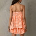 thumbnail image 6 of Hueook Gingham Pajamas for Women Set Fall 2 Piece Outfits Plaid Two-Piece Pajama Camisole Top Wide Leg Shorts Orange S, 6 of 9
