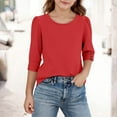 thumbnail image 2 of FAIWAD Girls Tops Casual Crew Neck 3/4 Sleeve Button Shirts Kids Casual Cute Plain Blouses, 5-15Y, 2 of 9