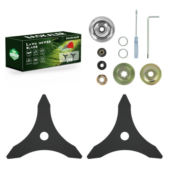 BAOKALER 2 PCS 10 Inch 3-Tooth Saw Blades with Universal Adapter Kit, Compatible with Gas String Trimmer