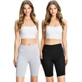 thumbnail image 2 of Ambiance Women's High Rise Bike Shorts Pockets, 2 Pack (Black + Heather Gray), 2 of 4