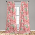 thumbnail image 2 of Vintage Rose Window Curtains, Linear Style Romantic Flowers Boho with Minty Leaf Pattern Print, Lightweight Decor 2-Panel Set with Rod Pocket, Pair of - 28"x84", Pastel Pink Sea Green, by Ambesonne, 2 of 3
