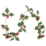 Northlight 3" x 3.25' Pre-Lit Holly and Berry Christmas Garland, Warm White LED Lights