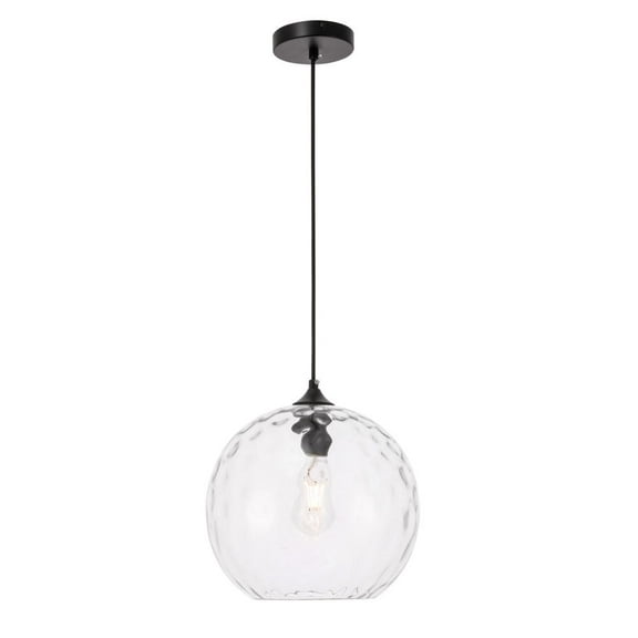 Gibson 1 light Black and Clear glass pendant