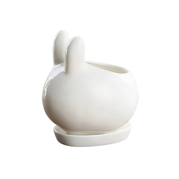 A White Ceramic Mini Flower Pot For Desktop Bedroom Decoration Thumb Sized Planter 4X4X3 Inch