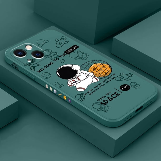 Bonita funda de silicona con dibujo de planeta astronauta para iPhone 14 13 12 11 Pro Max 12 Mini XS XR X 8 7 Plus, funda suave a prueba de golpes Tan Jianjun unisex