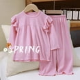 thumbnail image 4 of Cethrio Girls 2 Piece Pajama Sets, Comfy Soft Flutter Sleeve Crew Neck Sleepwear Loungewear Pink Size 2-3 T, 4 of 4