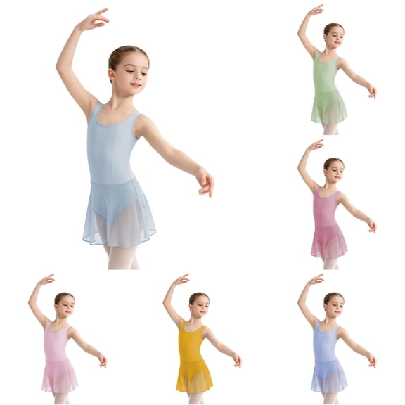 Shachafan Girls Ballet Dance Leotard With Tutu Skirt Strap Backless Romper For Practice Performance Recital Toddler Girl Summer Clothes