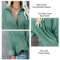 thumbnail image 4 of Women Button Down Jackets Corduroy Long Sleeve Shirt Pure Color Drop Shoulder Corduroy Jackets with Pockets Green L, 4 of 5