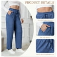 thumbnail image 4 of Anyshow Women's Pants Elastic Waist Wide Leg Trousers Drawstring Casual Loose with Pockets, 4 of 9
