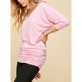 thumbnail image 4 of Made by Johnny Women's V-Neck 3/4 Sleeve Dolman Top with Side Shirring XS PINK, 4 of 6