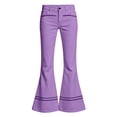 thumbnail image 5 of Bigetiay School Uniform For Girls Formal Flared Leg Pull On Chino Elastic Waist Slim Fit Stretchy Purple Uniform Pants Girls Clothes Size 5-6 Years, 5 of 5