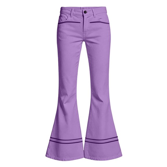 ZHOGXU Graceful Solid Color Elastic Waist Kids flared Pants For Girls With Striped Design Outdoor Activities