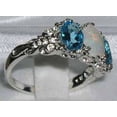 thumbnail image 3 of LBG 925 Sterling Silver Natural Opal and Blue Topaz Womens Anniversary Ring - Size 10.25, 3 of 4