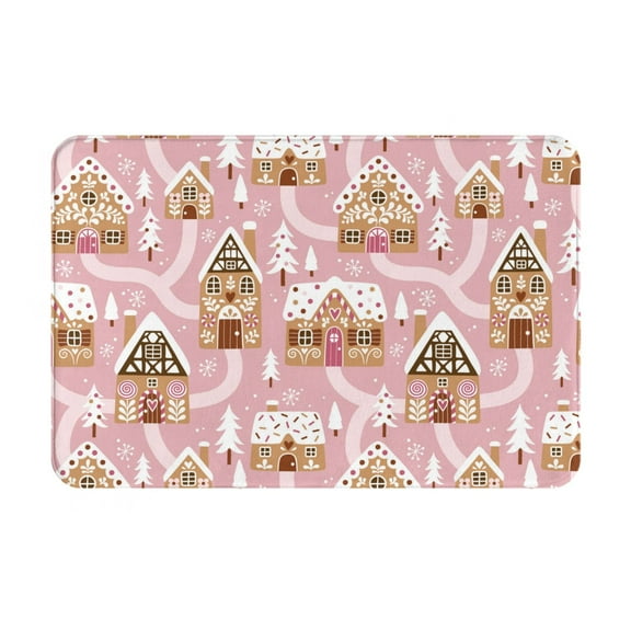 Disketp Gingerbread Houses Pink Wonderland Mat for Front Door Outside - Doormat Outdoor Entrance - Welcome Mats Outdoor,Outside Entry and Outdoor Entrance 16''x24''