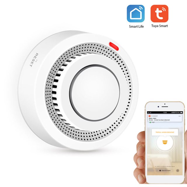 Tuya WiFi Detector de humo inteligente Detector de humo inteligente Soporte Aplicación móvil Alarma Control remoto Kuyhfg Sin marca
