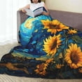 thumbnail image 6 of Pofeuu Vintage Starry Sky Sunflower Print Ultra-Soft Micro Fleece Blanket,for Bed Or Sofa,All Season Throw Blankets Flannel Blanket-80"x60", 6 of 7