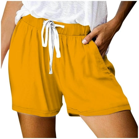 VMESZQFG Womens Athletic Shorts Cotton Boy Shorts Underwear for Women s Fashionable Printed Drawstring Shorts Summer Elastic Waist Casual Short Skirts for Women Elastic Waist Orange