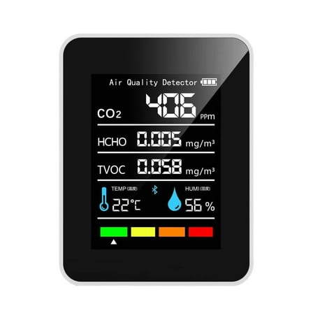lixuesong 5 in 1 Air Monitors Indoor Air Meter Rechargeable Tester for CO2 TVOC Temperature Humidity Display