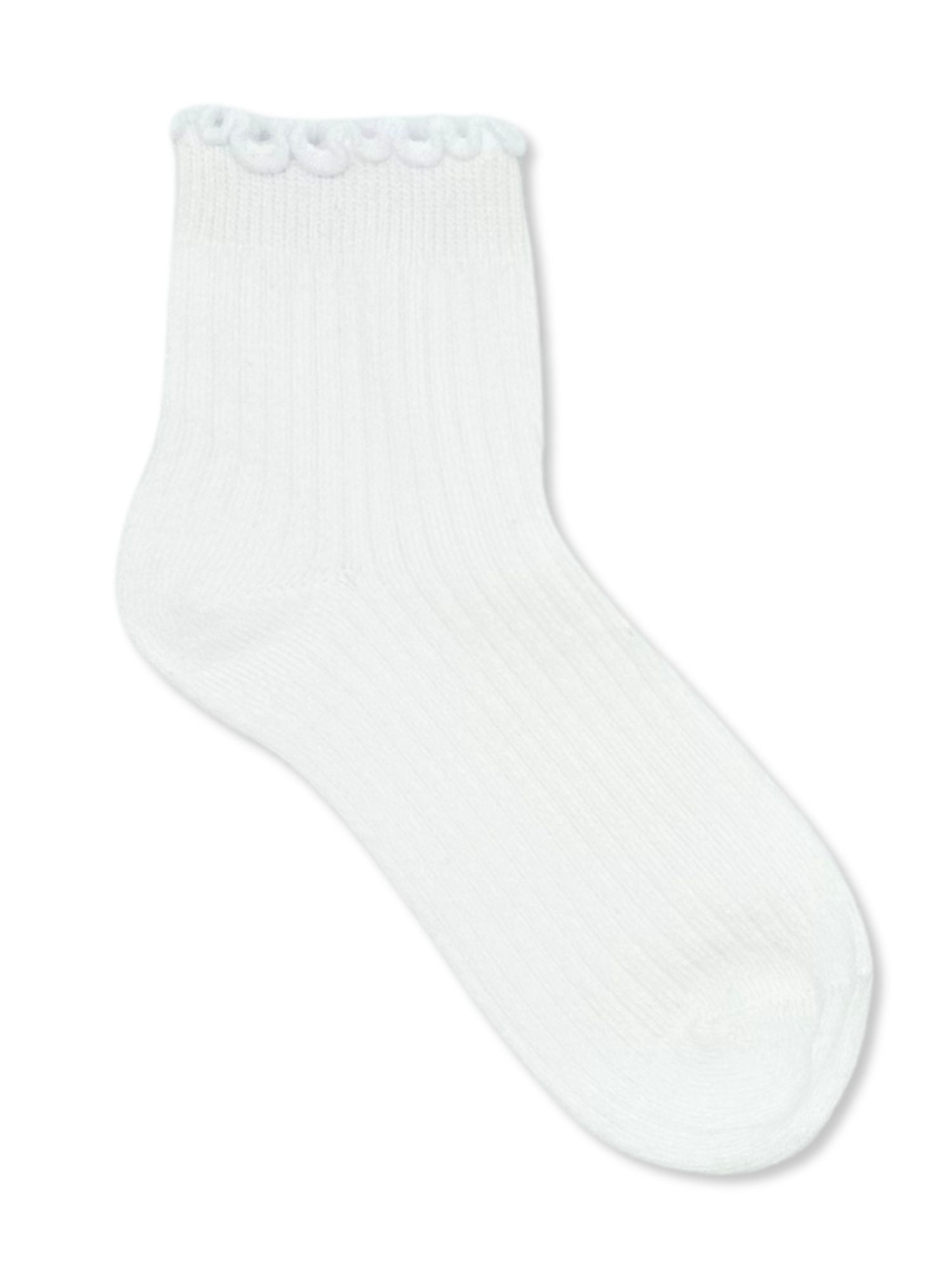 Wonder Nation Girls' Textured Lettuce Edge Ankle Socks, 3-Pack, Sizes S-L