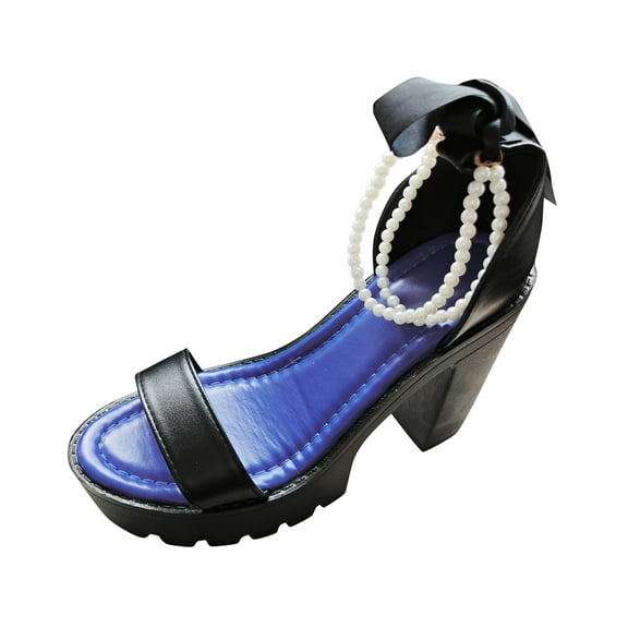 IUJSOY Heels for Women Platform High Heels Open Toe Pearl Wedding Dress Shoes Dance Pumps