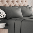 thumbnail image 2 of 6 Piece Sheet Set - Comfy Breathable & Cooling - Ultra Soft Hotel Luxury Bedding Set w/ 8-16 Inch Deep Pockets - 1 Flat & 1 Fitted Sheet & 4 Pillowcases - Wrinkle Free and Easy Care - Charcoal, 2 of 6