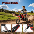 thumbnail image 5 of Kids Electric Dirt Bike with LED Safety Lights, 15 MPH Max, 3-Speed Parent Control, 24V Motorcycle, Durable 250W Gear-Safe Motor, Red, 5 of 8