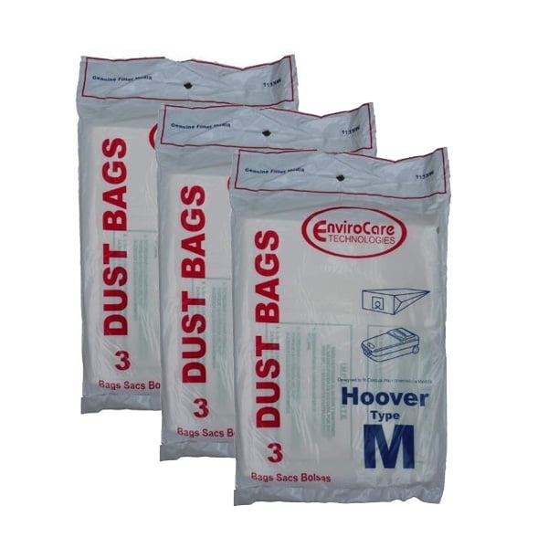 9 Hoover Dimension Canister Type M Vacuum Dust Bags, Fits all Dimension