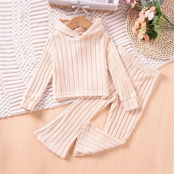 Bnwani Outfit Sets for Girls Hoodies Long Sleeve Solid Pullover and Elastic Waist Pants