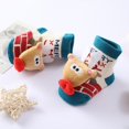 thumbnail image 4 of 2 Pairs Newborn Infant Toddler Slipper Cotton Socks Baby Girls Boys Grips Socks Cartoon Christmas Socks Kids Fuzzy Home Socks for 0-1Y Baby, 4 of 5