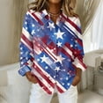 thumbnail image 2 of Domzest Womens Usa 250th Anniversary Shirt Patriotic V Neck Long Sleeve Butoon Down Shirt 4th Of July Graphic Tshirts Blue L, 2 of 5