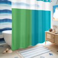 thumbnail image 5 of No Hook Shower Curtain, Green Blue Ombre Striped Shower Curtains for Bathroom with See Through Top Window, Modern Color Vertical Waterproof & Washable Bath Curtain Long 72"x78", 5 of 9