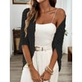 thumbnail image 2 of Elegant Women's Crochet Cardigan - Lightweight Open-Front Knit Sweater with Eyelet Design, Perfect for Spring/Summer/Fall, Available in White or Black, Seasonal Fashion, 2 of 6