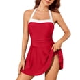 thumbnail image 1 of Maillot de Bain pour Femmes, Robe de Bain à Blocs de Couleur avec Coussinets Intégrés, une-Pièce Décontractée pour Plage et Piscine, 1 of 7
