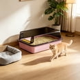 thumbnail image 5 of AuroraX Cat Litter Box with Lid Odor Control Covered Litter Box High Sides 2 Pcs Top Entry Semi Enclosed Leak-Proof Indoor Pet Supplies Pink National Dog Day International Cat Day, 5 of 6