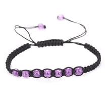 Zhuge handmade beaded bracelet, suitable for both men and women, natural amethyst woven adjustable bracelet (purple, 0.6cm amethyst)