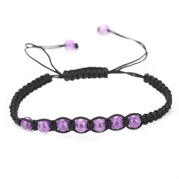 Zhuge handmade beaded bracelet, suitable for both men and women, natural amethyst woven adjustable bracelet (purple, 0.6cm amethyst)