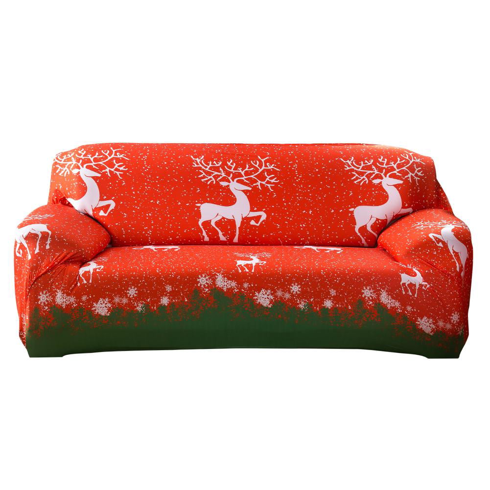 Lfdlmj High Stretch Furniture Protector Printed Couch Cover 1 Piece 2 Seater Sofa Slipcover for Living Room Sofa Cover Christmas elk, Sofa-2 Seater