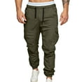 thumbnail image 4 of sususu Sweatpants Men Cotton,Men's Outdoor Casual Drawstring Elastic Waist Woven Work Pants for Sports and Daily Wear,Army Green,L, 4 of 6