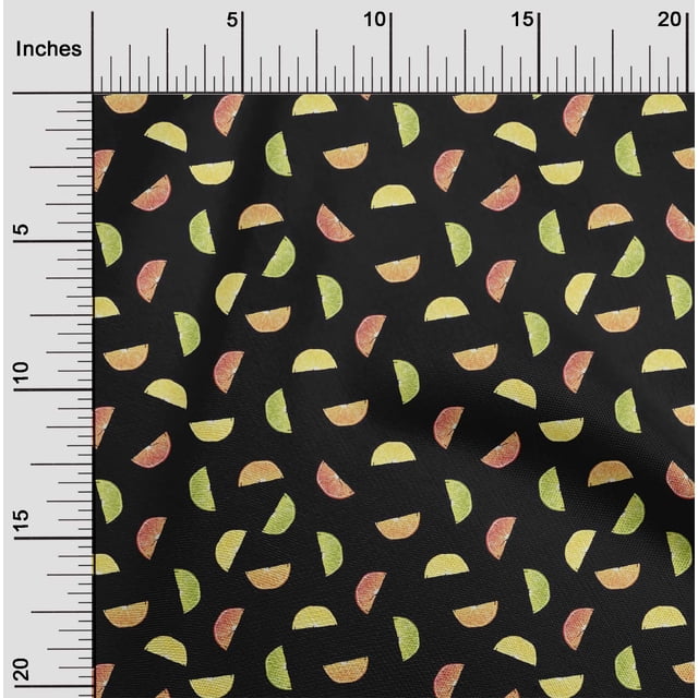 oneOone Polyester Lycra Fabric Lemon Slice Vegetable Decor Fabric Printed BTY 56 Inch Wide