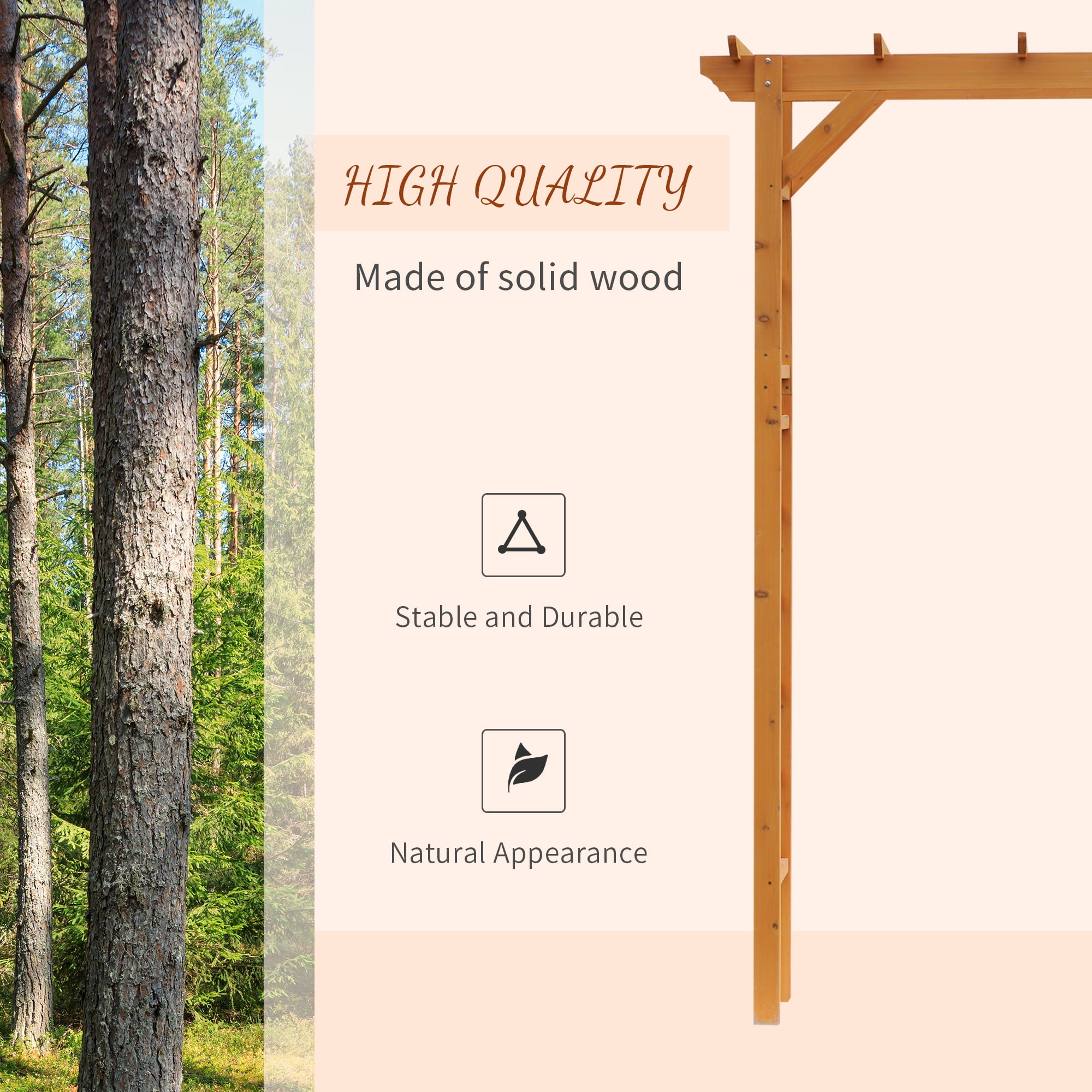 85" Wooden Garden Arbor for Wedding and Ceremony, Outdoor Garden Arch Trellis for Climbing Vines, Orange