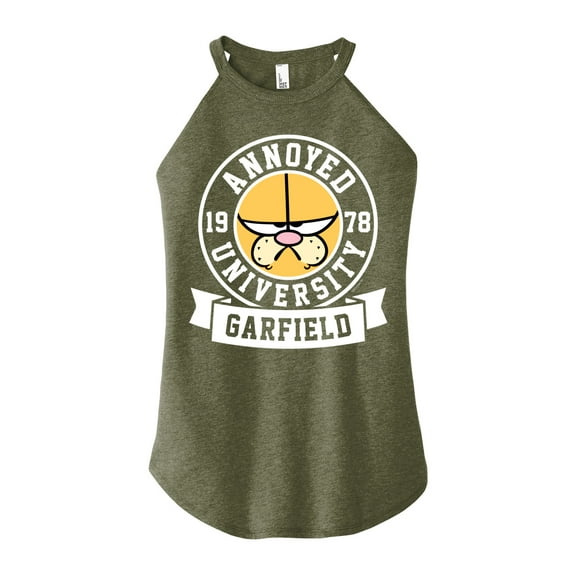 Garfield - Annoyed University - Juniors High Neck Tank Top